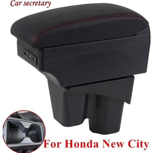 Car secretary For Honda New City Armrest Box Central Store Content Storage Box with Cup Holder USB Interface Products 2015-2017