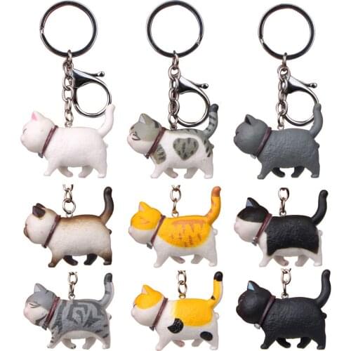 Japan Style Cute Dolls Cat Keychain Kids Toy Figure Key Chain Backpack Bag Pendant Car Keyring 9 colors Mix 18pcs/lot wholesale