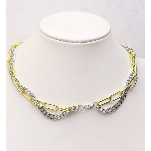 5 Strand Punk chain necklace women necklace Double chains link hip pop necklace fashion jewelry chain 9799