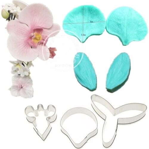 Gumpaste Phalaenopsis Orchid Double Veiner Set Sugar Flower Mould Butterfly Orchid Petal Flower Cutter Fondant Sugarcraft Mould