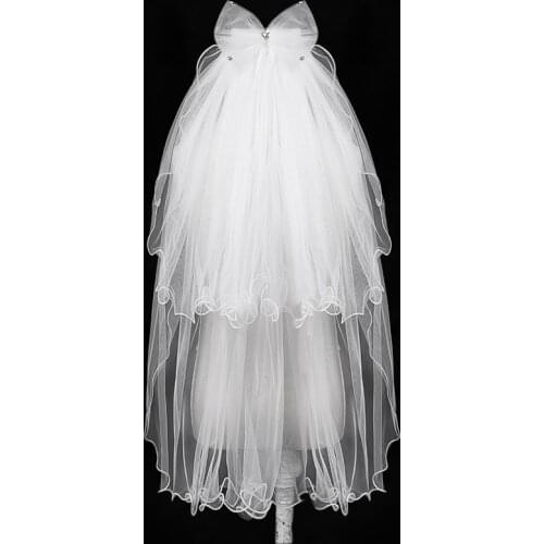 Kagenmo Cheap Bridal veil Wedding veil lace dress accessories 2 layer H