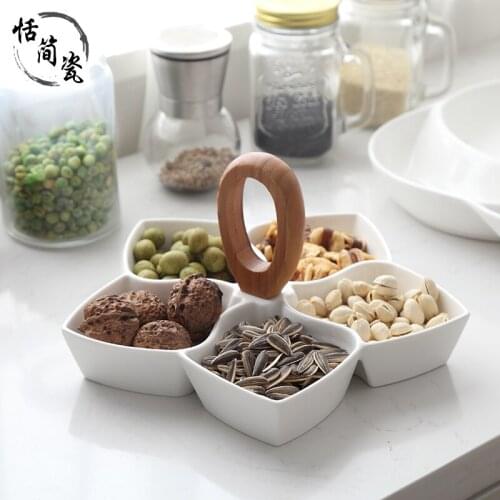 Ceramic dried fruit plate modern minimalist snacks melon seeds nuts dish living room home flower style snack white candy box