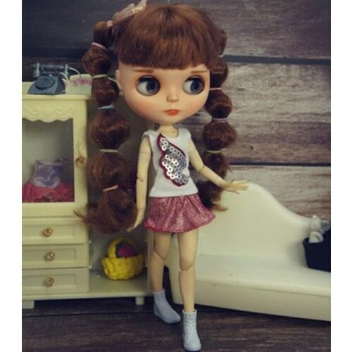 Fashion Doll Clothes Set For Blythe Doll Outfits White Wing Tank Vest Top Mini Skirt For Blyth Doll 1/6 Dolls Accessories Toy