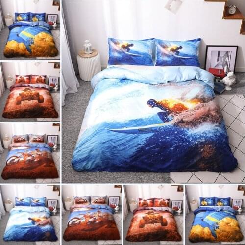 3D Xtreme Sport Duvet Cover Set Motorcycle Racing Bedding Set Decorative for Boys Teens Quilt Cover with Pillow Case