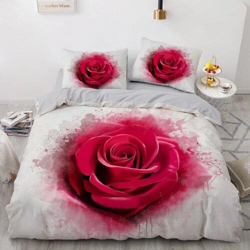 3D Flower Beddings Custom Design Rose Quilt Cover Sets Gray Comforther Cover Pillow Cases King Queen Single Twin Size 160*200cm