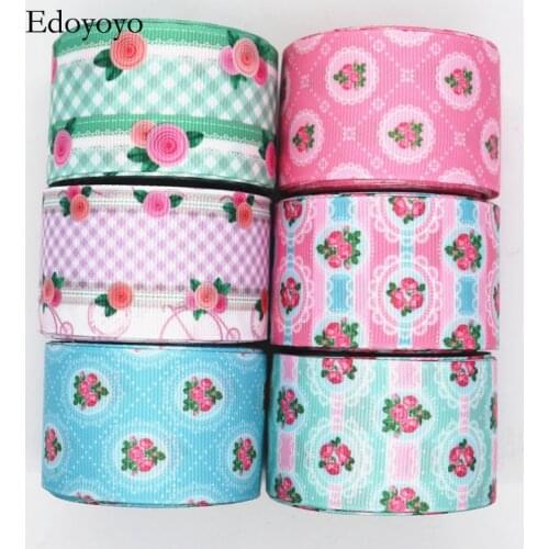 10 Yards 1.5" 38MM Spring Flowers Printed Grosgrain Ribbon For Hair Bows DIY Decoration Crafts Y20010901