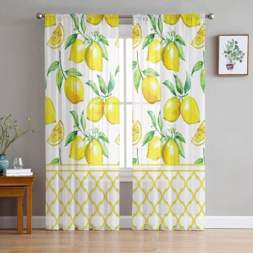 Summer Fresh Lemon Yellow Moroccan Sheer Tulle Window Curtains For Living Room Bedroom Kitchen Veiling Curtain Home Decoration