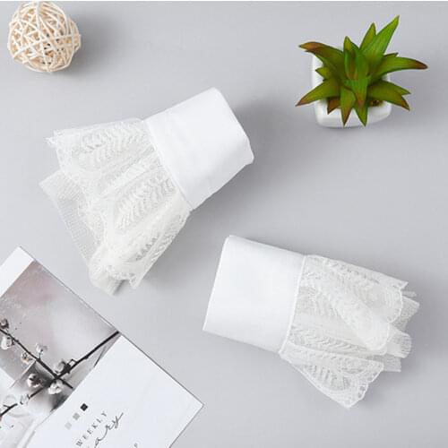 Linbaiway 15 Styles Women Fake Flare Sleeves Pleated Fake Cuff for Sweater Layers Ruffles Wrist Warmer Detachable Fake Sleeves