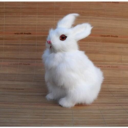 Cute simulation white rabbit toy polyethylene&furs handicraft rabbit doll gift about 15x12x23cm 1637