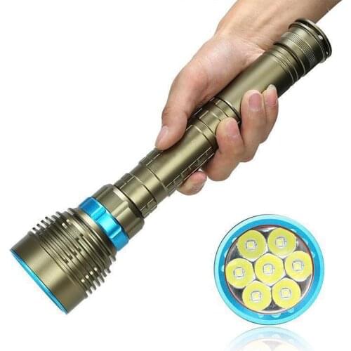 18000LM 7 XML-T6 LED Strong Light Diving Flashlight Torch Professional Underwater Waterproof Light Tactical Lantern