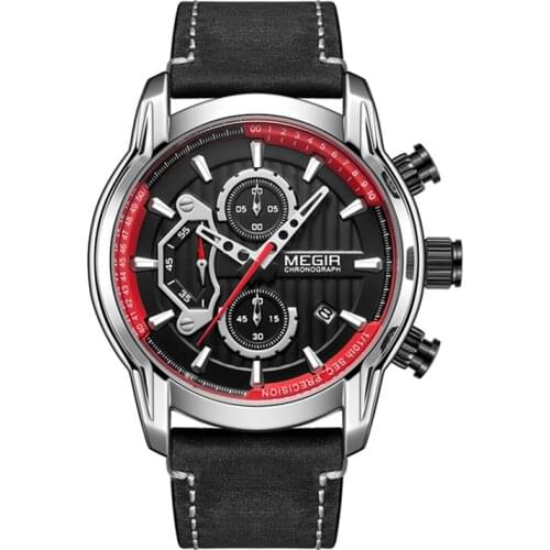 Gorben Blue/Black/Silver Leather Strap Luxury Casual Quartz Watches Men Clock Quartz Wrist Watch Business Male Wrist Watch