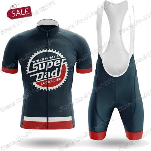 Super Dad 2021 Mens Cycling Jersey Set Summer Bicycle Clothing Road Bike Shirts Suit Bicycle Bib Shorts MTB Ropa Maillot