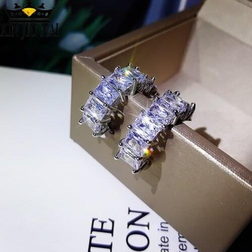 New European and American super flash zircon female high quality diamond wide face ins row diamond exaggerated shiny earrings