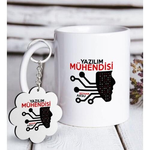 Personalized Professional Software Engineer White Mug and Keychain Gift Set