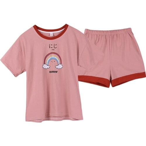 Short-sleeved Pajamas Female Princess Shorts Casual Tracksuit Women Sleepwear Loose Pajamas Sets