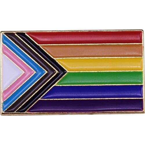 Progress Pride Flag Enamel Pin Badge Rainbow Inclusive Gay LGBT Equality Diversity Lesbian Bisexual Trans Asexual Queer