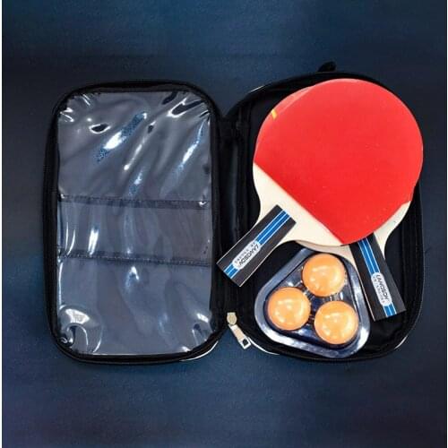Table Tennis Racket Set 2 Ping Pong Paddles and 3 Ping Pong Balls Long Short Handle Ping Pong Paddle Racquet with Carry Bag