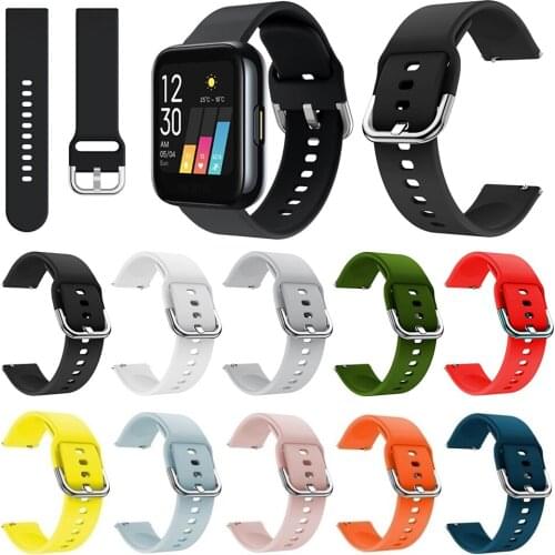 Soft Silicone Strap Rplacement Strap Strap 20mm Outdoor Sports Strap Pure Color Band Realme Watch Replacement Wristband