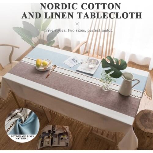 Table Cloth Cover Cotton Linen Nappe Modern Rectangle Embroidered Fringed Striped and Plaid Tablecloth for rectangular table