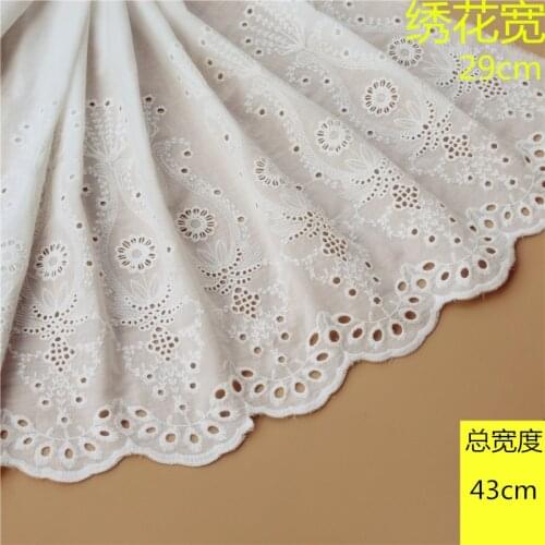 Super Widely Cotton Cloth Hollow-out Embroidered Lace Trim DIY Lace Fabric Clothes Home Textile Accessories 43cm 3Yds/lot