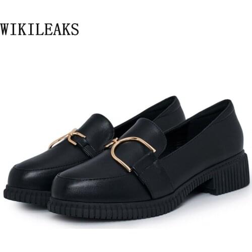 Oxford Shoes for Women Low Heels Leather Casual Shoes Korean Fashion Slip on Shoes for Women Block Heels Loafers Women Chaussure