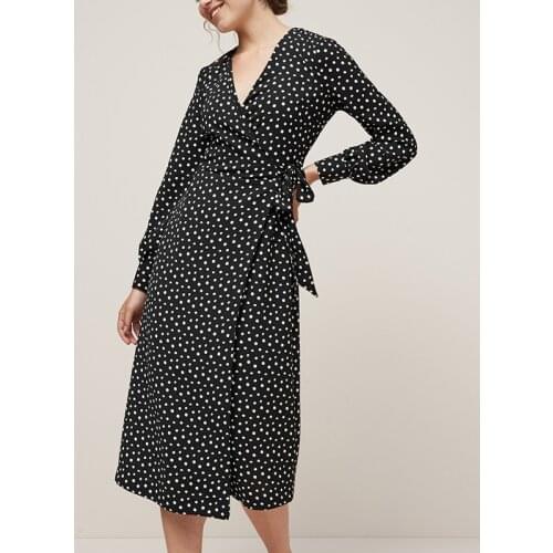 Dot Print V Neck Lantern Sleeve Spring Dress Women Casual Dresses Womens Patrty Dress 2020 New Arrival
