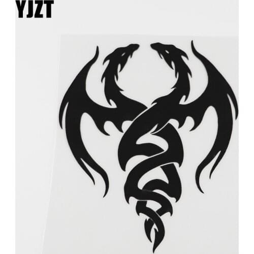 YJZT 11.2CMX13.6CM Two Dragons Tribal Magic Fantasy Car Sticker Vinyl Black/Silver 13C-0157
