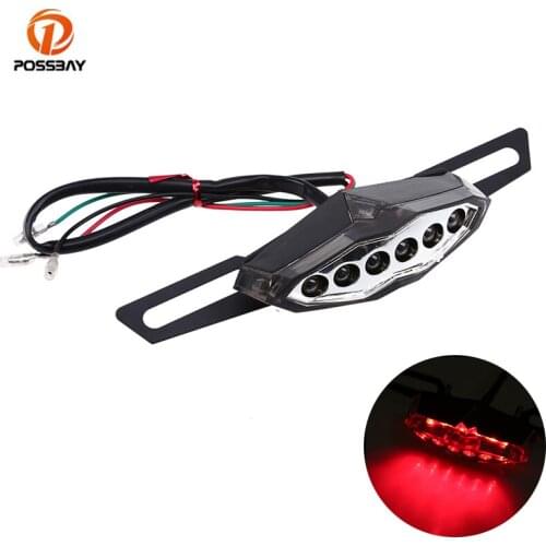 POSSBAY Led Motorcycle Taillight Rear Brake Lamp Motorbike Red Signal Running Lamp 12V Universal for Suzuki Honda Aprilia Ducati