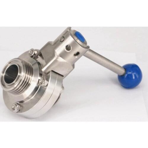1" 25mm 304 Stainless Steel Sanitary T-Type Thread Union Connection Butterfly Valve Brew Beer Dairy Product