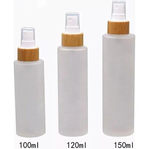 10PCS Glass Bottles 100ml Mist Stream Spray Storage Cap For Essential Oil Product Glass Bamboo Spray Atomizer Cream Bottle