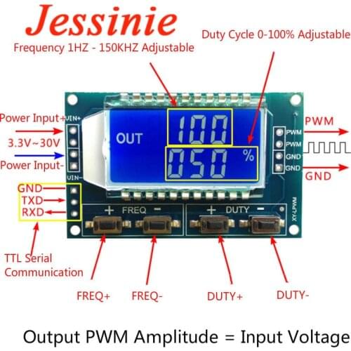 1Hz-150Khz Signal Generator PWM Board Module Pulse Frequency Duty Cycle Adjustable Module LCD Display 3.3V-30V 1Hz - 150Khz