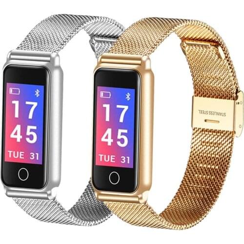 2021 Fashion Steel Smart Watch Heart Rate Monitor Fitness Tracker Steps Count Sleep Monitoring Women Female Smartwatch Bracelet