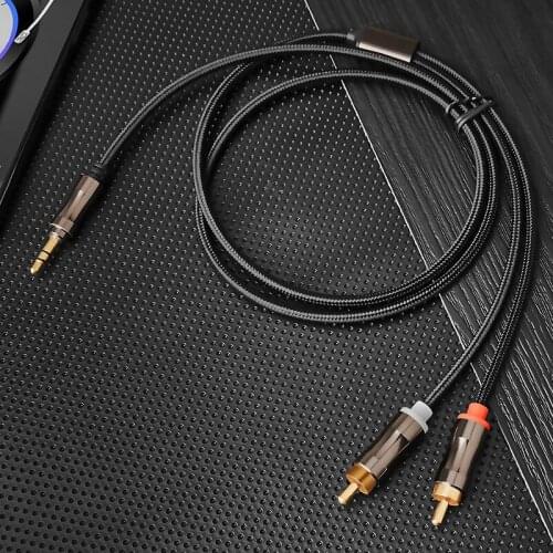 3.5mm to double lotus RCA plug mobile phone audio cable, one point two audio cable