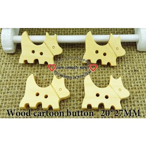 100PCS 27*20MM wood Cat cartoons buttons coat boots sewing clothes accessories WCB-116