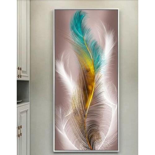 DIY Diamond Painting Abstract Color feather art, fashion Top Gift, diamond Embroidery 5d mosaic Diamond hand needlework Decor
