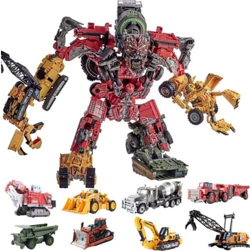 AOYI NEW 8 IN 1 Oversize Devastator Transformation Toys Anime Action Figures Robot Car Engineering Vehicle Model Kids Boy DD04