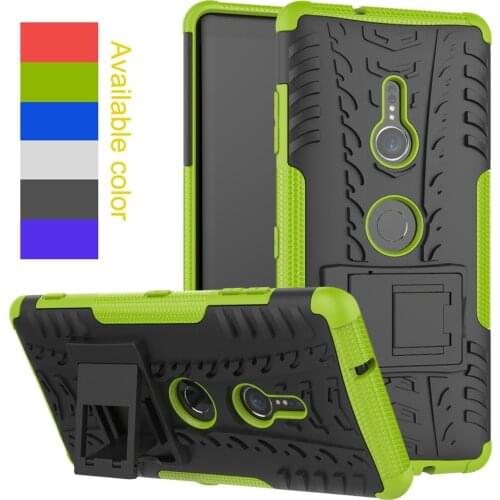 For Sony Xperia XZ3 Case Tire Pattern Dual Layer Hybrid Armor Case With Kickstand Shockproof Hard Back Cover For Sony Xperia XZ3