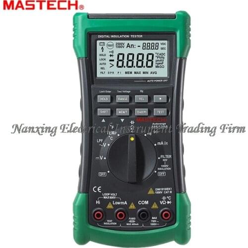 Mastech 3 in 1 MS5208 Digital Multimeter+Insulation Resistance tester+Megger tester True RMS AC Voltage Current Temperature