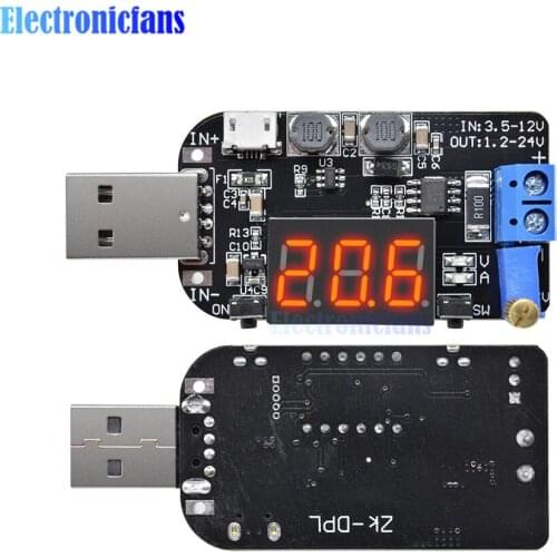 DC-DC 5V to 1V 9V 12V 24V LED Digital Display USB Charger Module Adjustable Buck Boost Power Supply Voltage Regulator Module
