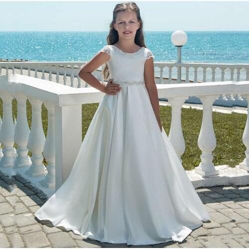 Flower Girl Dresses For Wedding Long sleeve Lace Applique Princess Ball Gown Tutu Lace Kids First Holy Communion Dresses