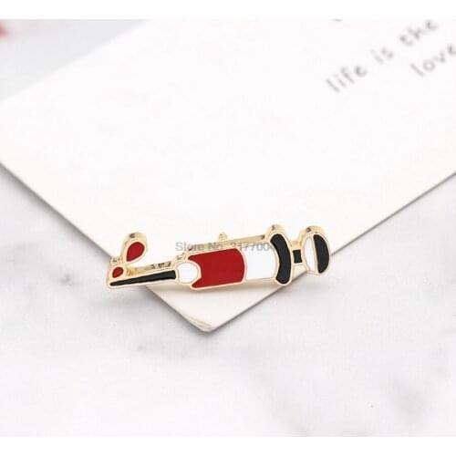 DHL 1000pcs Fashion Syringe Pin Medical Jewelry for Doctor Nurse Brooch Badge Creative Enamel Collar Bag Hair Pins