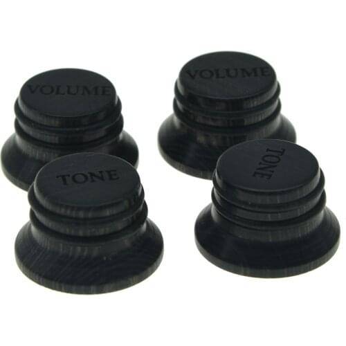 Dopro Black Hard Wooden Knobs Strat/LP Style Volume Tone Top Hat Bell Wood Knobs for Metric 5.8mm Shaft Pots