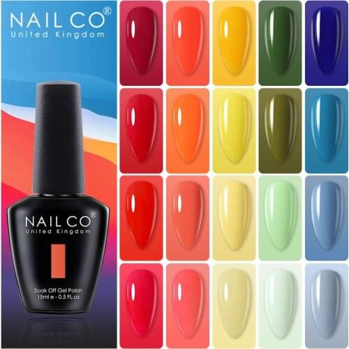 NAILCO 15ml Colorful Bright Summer Color Gel Varnish Hybrid Nail Gel Polish Manicure UV Primer Top Coat Nail Art Gel Nail Polish