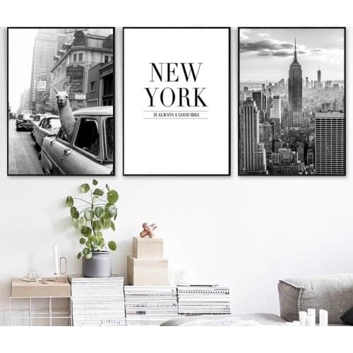 Scenery Canvas Prints Posters and Prints Picture Black White Poster New York City Wall Art Street for Living Room Decoration Jen