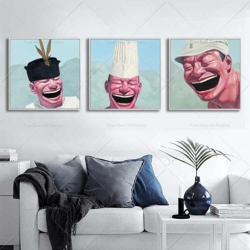Three Cook With Funny Man Southeast Asia Living Room Restaurant Interior Decoration Picture Wall Art Hand Painted Oil Painting