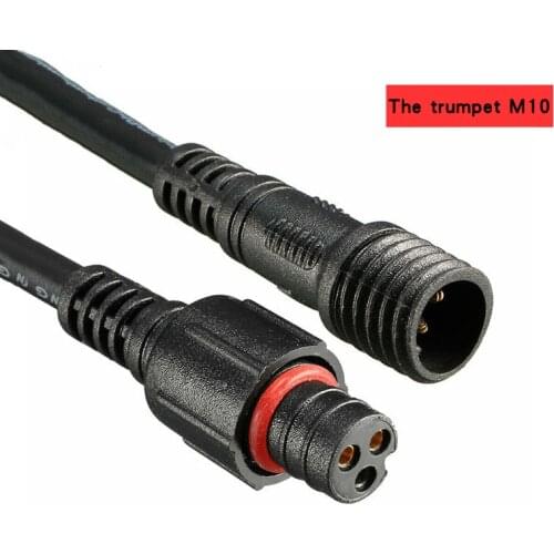 M10 Waterproof Extension Cord Black 0.3 Square 2/3/4 Pin Male And Female Connector 1M 3M 5M Outdoor Cable Extension Connector