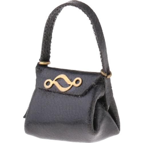1/12 Scale Dollhouse Miniature PU Leather Handbag for Woman Doll Accessories
