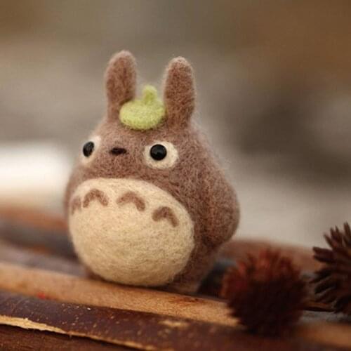 Cartoon Totoro DIY Wool Felting Kit Handmade Needlework Knitting Poked Set Handcraft Sewing Art Craft Creative Gift Unfinished