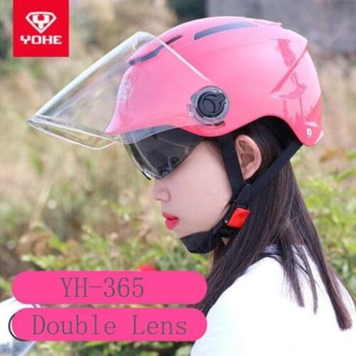 2018 Summer New YOHE Half Face Motorcycle Helmet YH-365 Double lens Half cover Motorbike Helmets mad of ABS and PC lens visor