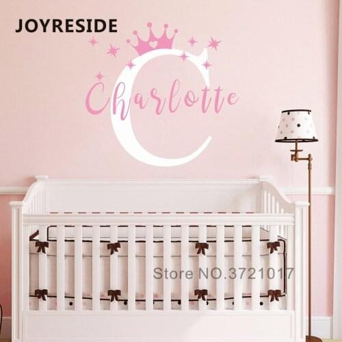 Princess Girls Customed Name Wall Decals Home CHildren Girl Bedrooms Decor Gift Mural Art Vinyl Wall Sticker Stars Crown M061